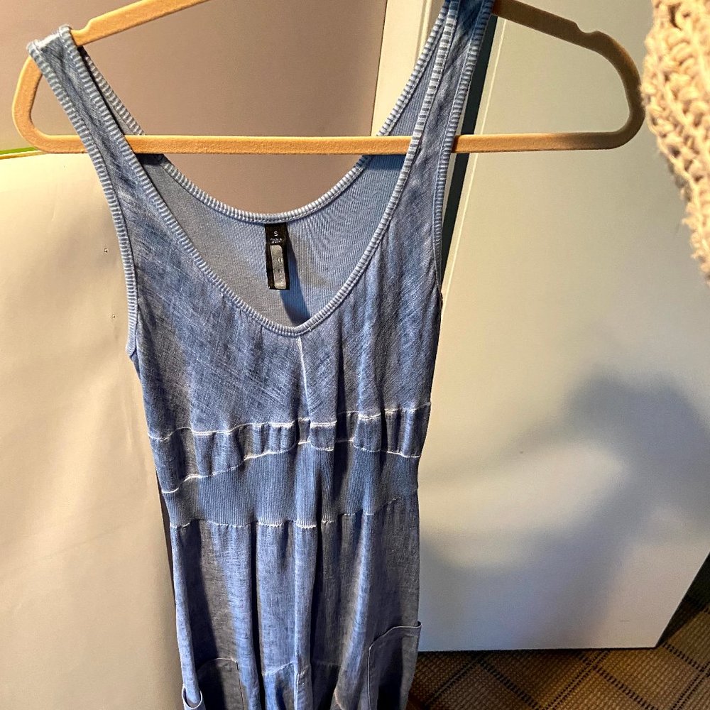 Womens Designer INIZIO casual blue faux denim dres